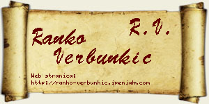 Ranko Verbunkić vizit kartica